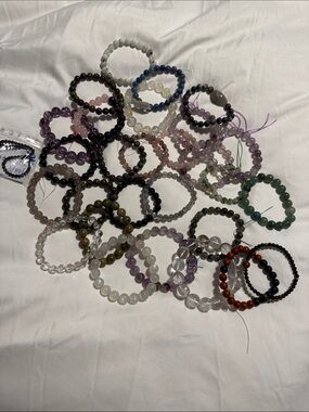 Lot of 30 plus authentic genuine natural stone bracelets